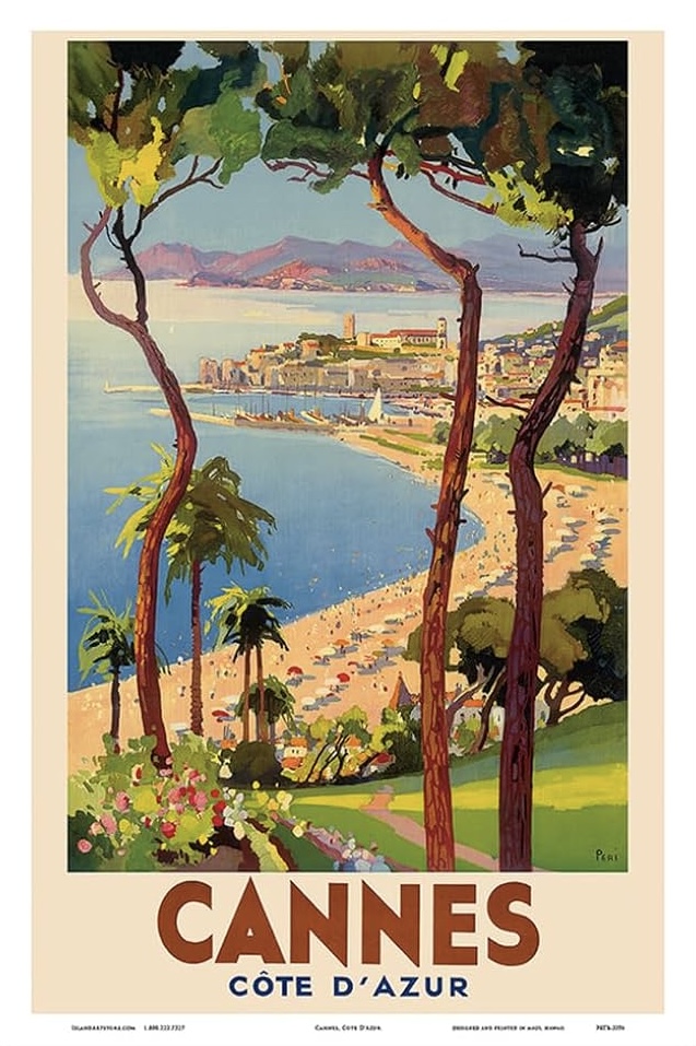 Cannes vintage French travel poster